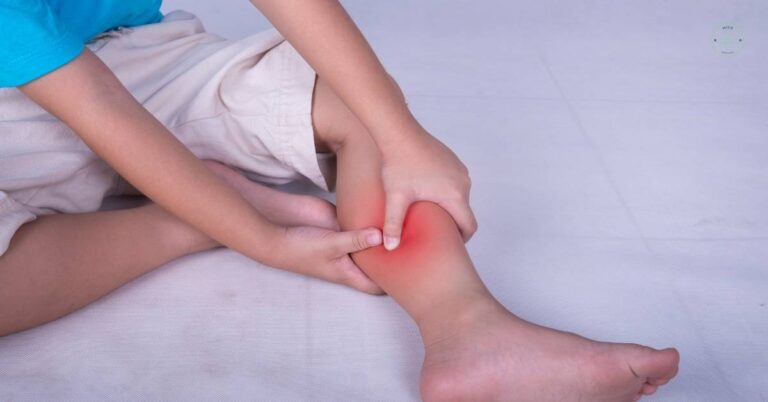 a person receiving a massage on a swollen, red ankle indicating possible leg pain during rest, highlighting inflammation or strain.