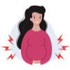 žena s bolestí břicha v druhém trimestru těhotenství