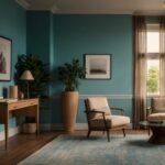 Krizová intervence: Klíč k profesionální pomoci v těžkých životních situacích 6 a cozy, well-lit living room with wooden furniture, plants, and calming blue walls, evoking a serene space for relaxation and reflection.